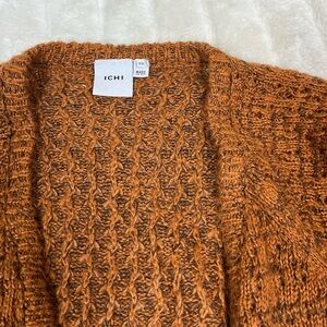 Ichi Women’s XS Burnt Orange Brown Open Fall Winter Office Cardigan Teacher City